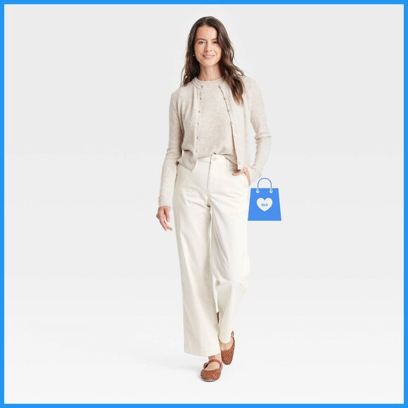 Size 4 - Womens Mid-Rise Straight Leg Relaxed Chino Pants - Cream - Picture 2 of 6